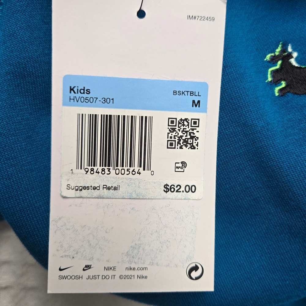 Nike Kids Medium Loose Fit Basketball Snap Button Sweatpants Marina Blue Elastic - Picture 11 of 15